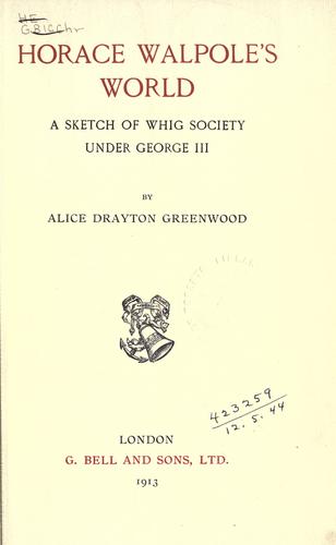 Horace Walpole's world