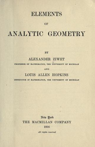 Elements of analytic geometry