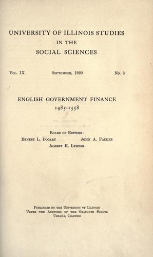English Government finance, 1485-1558