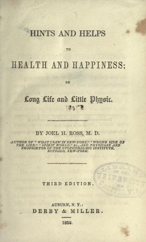 Hints and helps to health and happiness