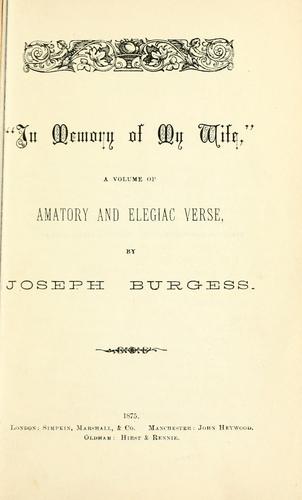 In memory of my wife
