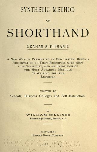 Synthetic method of shorthand, Graham & Pitmanic ..