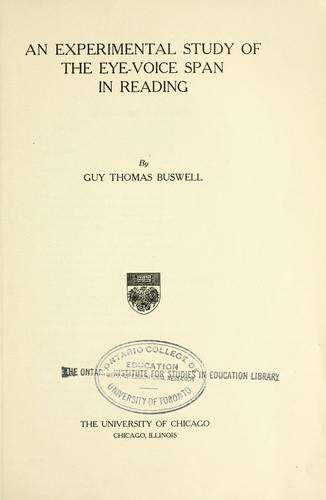 An experimental study of the eye-voice span in reading