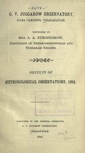 Results of meteorological observations, 1894