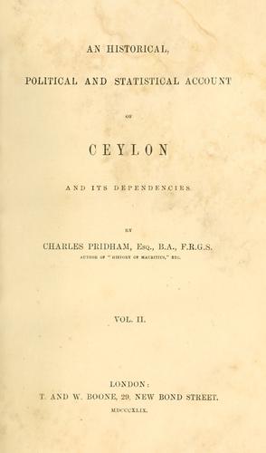 An historical, political, and statistical account of Ceylon and its dependencies