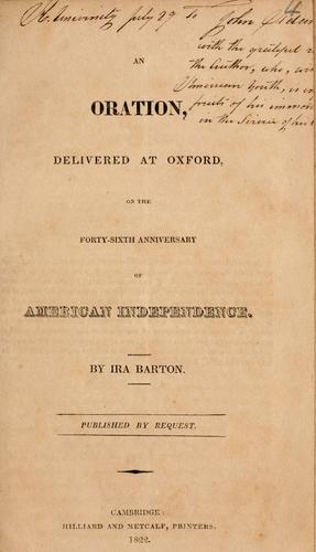 An oration, delivered at Oxford