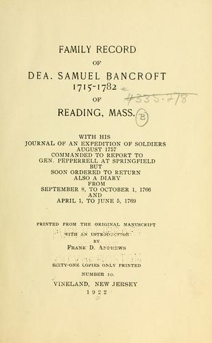 Family record of Dea. Samuel Bancroft, 1715-1782