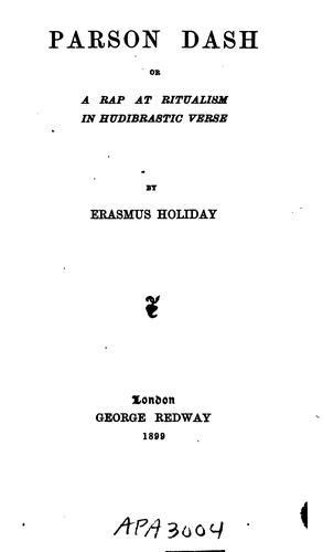 Parson Dash; or, A rap at ritualism in Hudibrastic verse