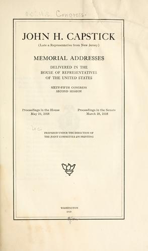 John H. Capstick (late a representative from New Jersey)