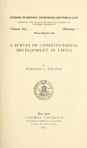 A survey of constitutional development in China