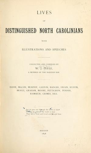 Lives of distinguished North Carolinians