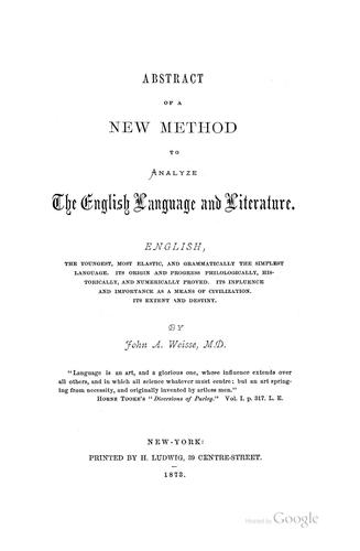 Abstract of a new method to analyze the English language and literature ..