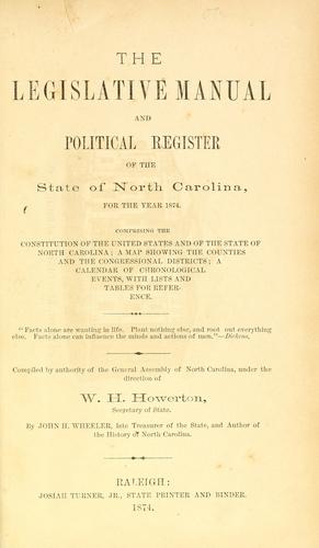 The Legislative manual and political register of the state of North Carolina