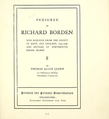 Pedigree of Richard Borden