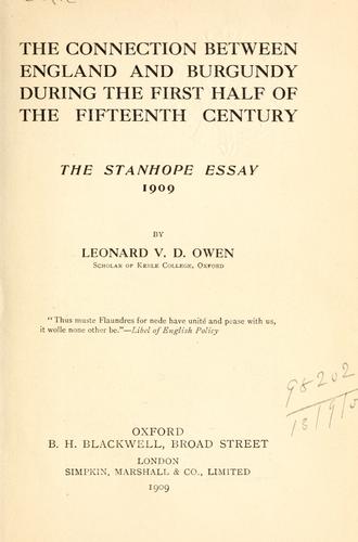 The connection between England and Burgundy during the first half of the fifteenth century