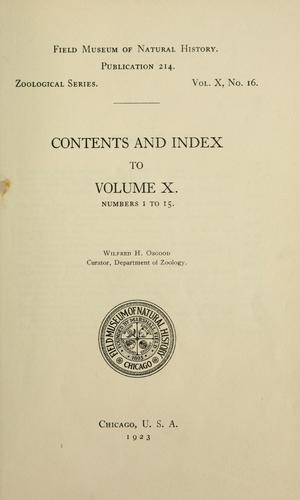 Contents and index to volume 10, numbers 1 to 15, Zoological series