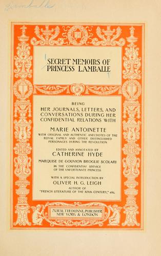Secret memoirs of Princess Lamballe