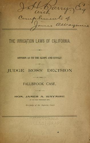 The irrigation laws of California
