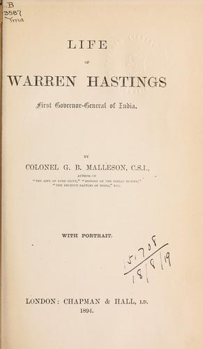 Life of Warren Hastings