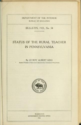 Status of the rural teacher in Pennsylvania ..