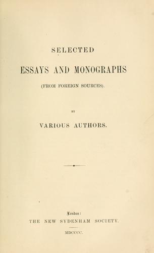 Selected essays and monographs