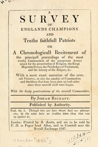A survey of Englands champions and truths faithfull patriots