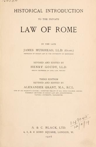 Historical introduction to the private law of Rome