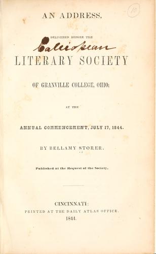 An address, delivered before the Literary Society of Granville College, Ohio