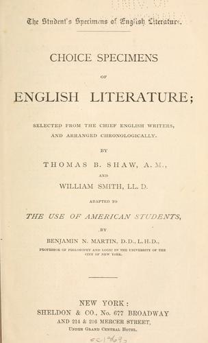 Choice specimens of English literature
