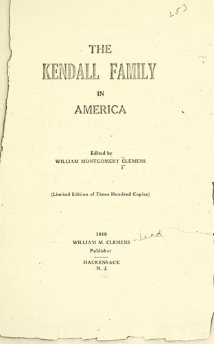 The Kendall family in America