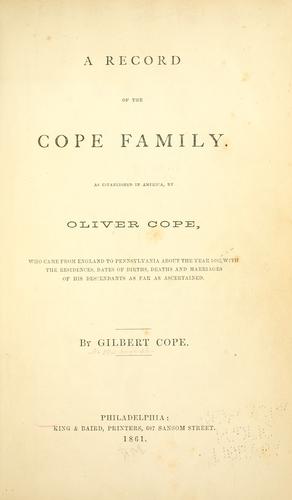 A record of the Cope family