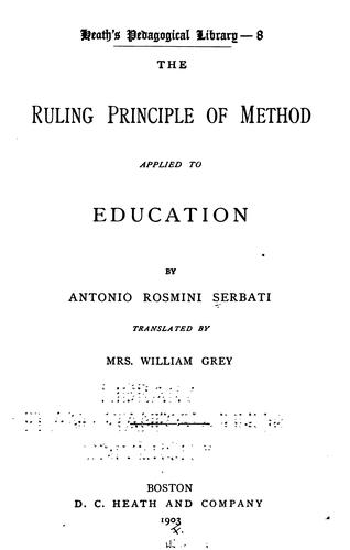 The ruling principle of method applied to education