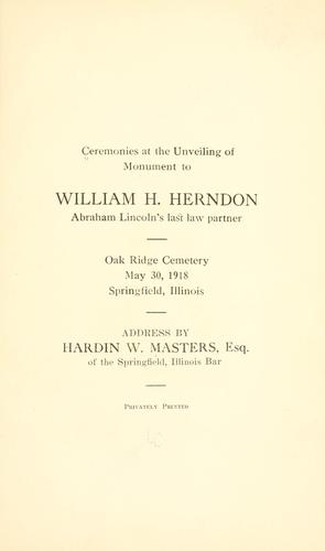 Ceremonies at the unveiling of monument to William H. Herndon, Abraham Lincoln's last law partner