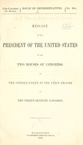 Message of the President of the United States ..