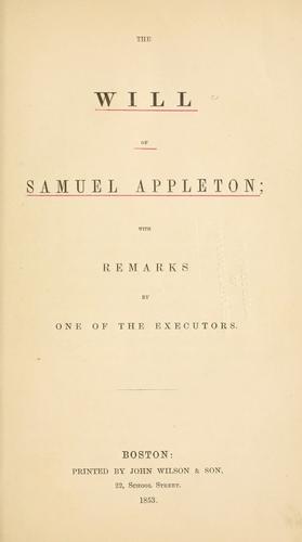 Will of Samuel Appleton