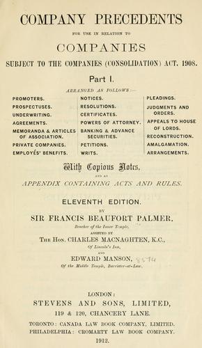 Company precedents for use in relation to companies subject to the Companies (consolidation) Act, 1908