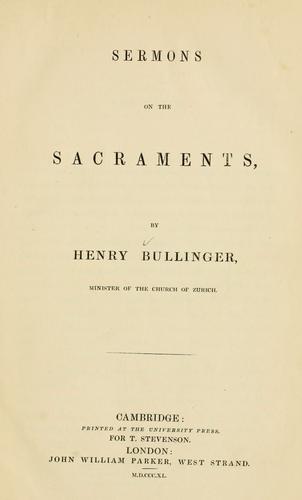 Sermons on the sacraments