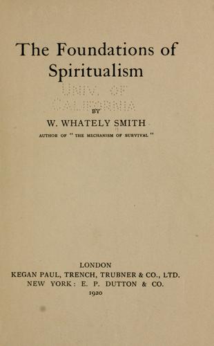 The foundations of spiritualism