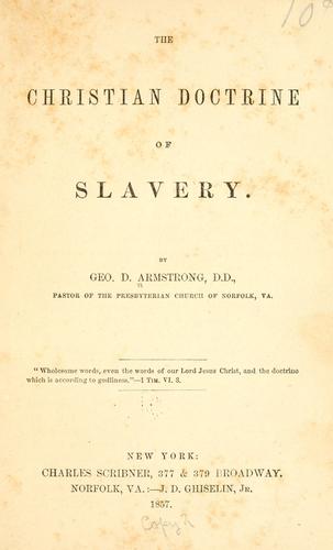 The Christian doctrine of slavery