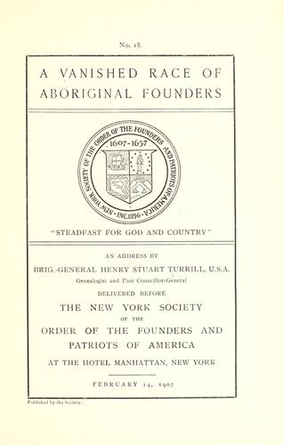 A vanished race of aboriginal founders