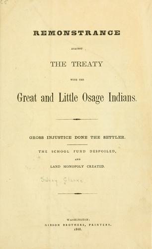 Remonstrance against the treaty with the Great and Little Osage Indians