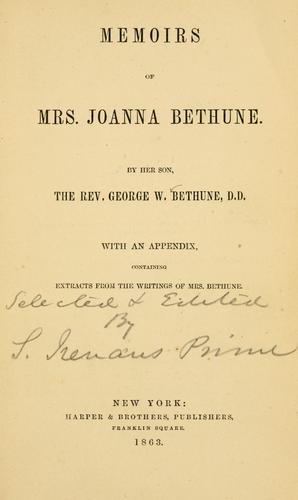 Memoirs of Mrs. Joanna Bethune