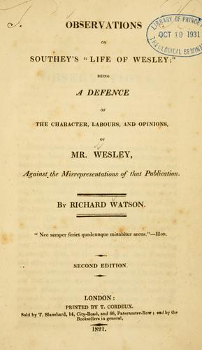 Observations on Southey's Life of Wesley