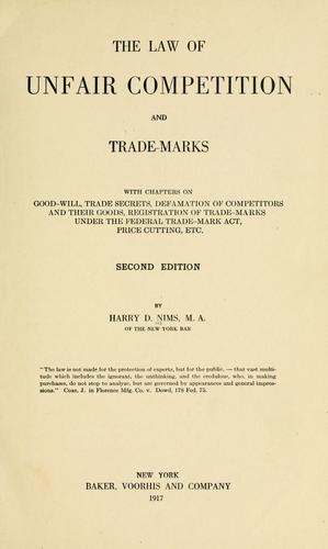 The law of unfair competition and trade-marks