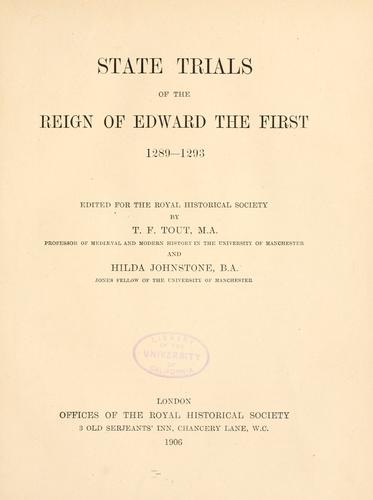 State trials of the reign of Edward the First, 1289-1293