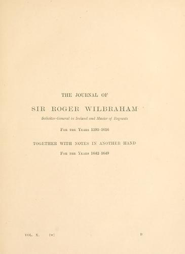 The journal of Sir Roger Wilbraham