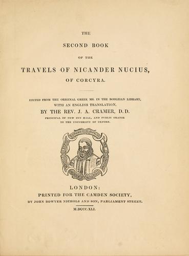 The second book of the travels of Nicander Nucius of Corcyra