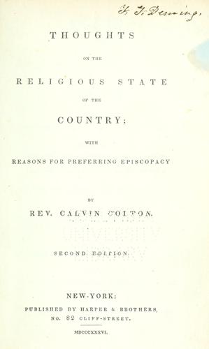 Thoughts on the religious state of the country