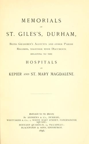 Memorials of St. Gile's, Durham