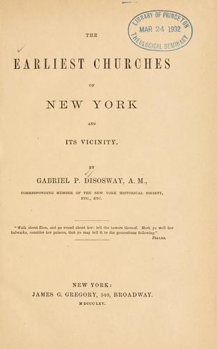 The earliest churches of New York and its vicinity